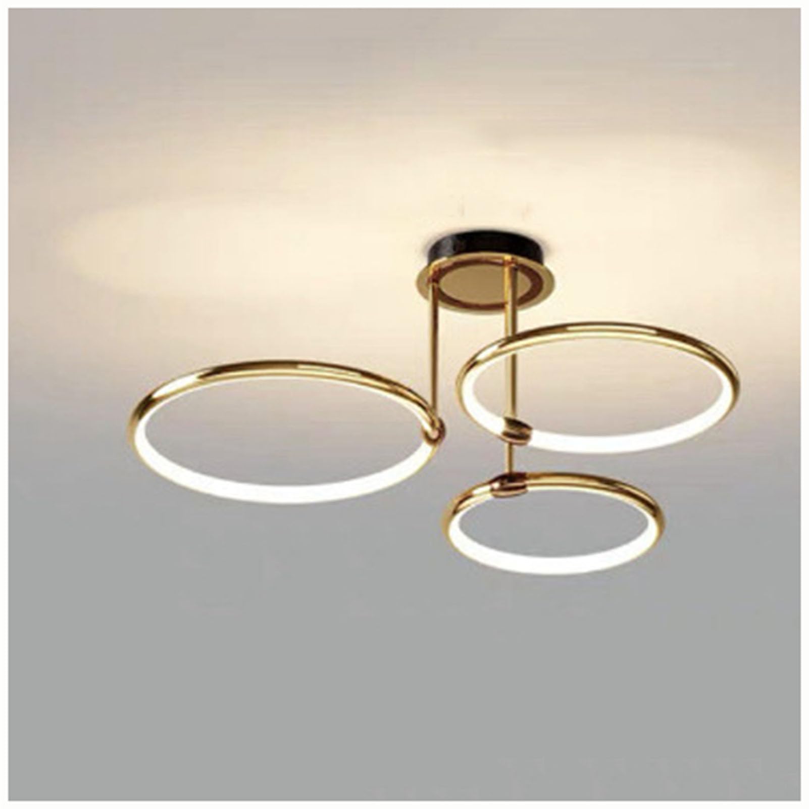PIKETU Dimmable LED Ceiling Light, Creative ringshape Design Living Room Ceiling lamp, for Study Room, Living Room, Bedroom, Dining Room Lighting,Gold (B),55.5 * 39cm