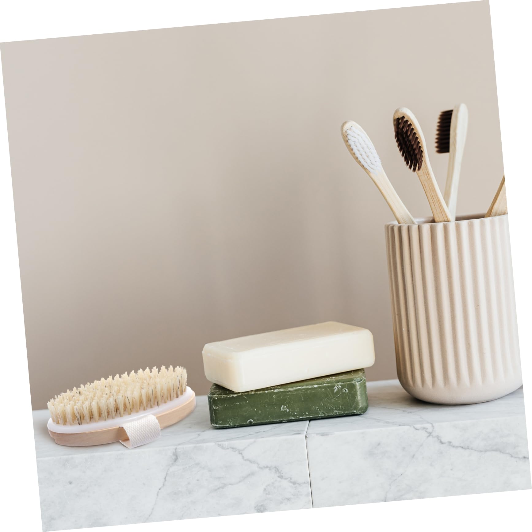 6 Stück Bade und Massage Peeling mit Holzgriff und Nylonborsten für Rücken und Körper Inkl Bimsstein für Spa und Dusche