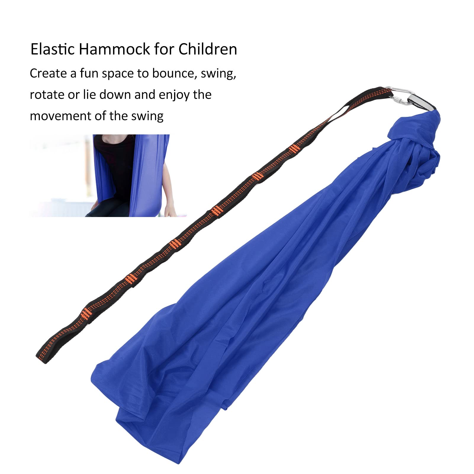 Yuecoom Children Hammock, Hanging Chair Indoor Swing for Kids Portable Hammock Polyester Stretchy Kids Sensory Aerial Yoga Hanging Swing Chair for Indoor Outdoor (Blue)