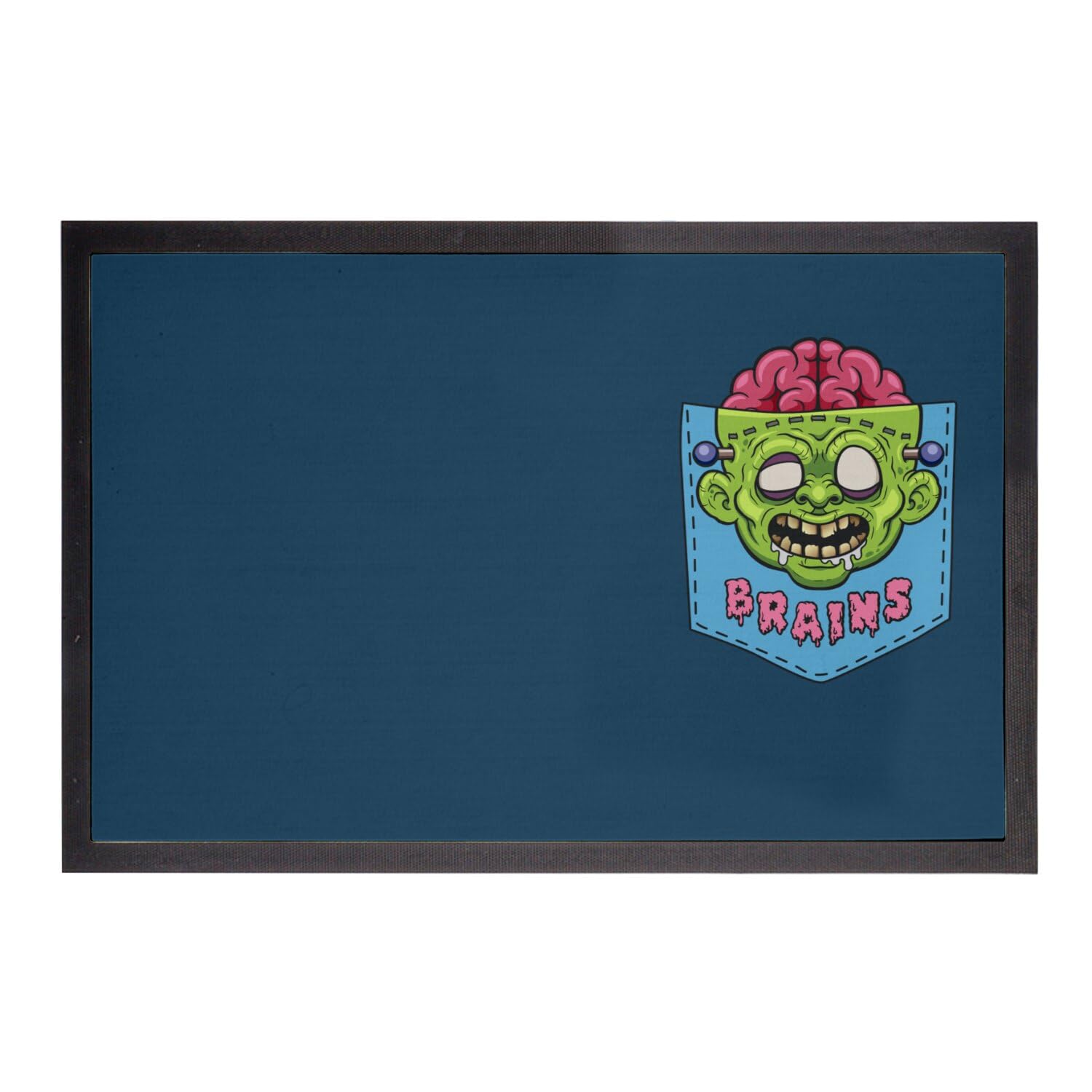 Paillasson Bleu Zombie Brains 60x40cm évite la saleté au sol durant Halloween