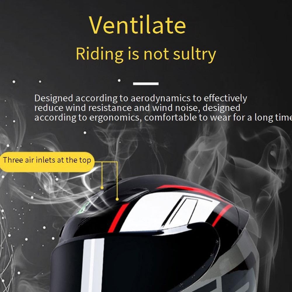 Casco Integral de Motocicleta 2025 con Visera Solar Negra para Adultos, Casco de Moto de Carreras de Calle con Guantes Y MáScara, Aprobado por El Dot