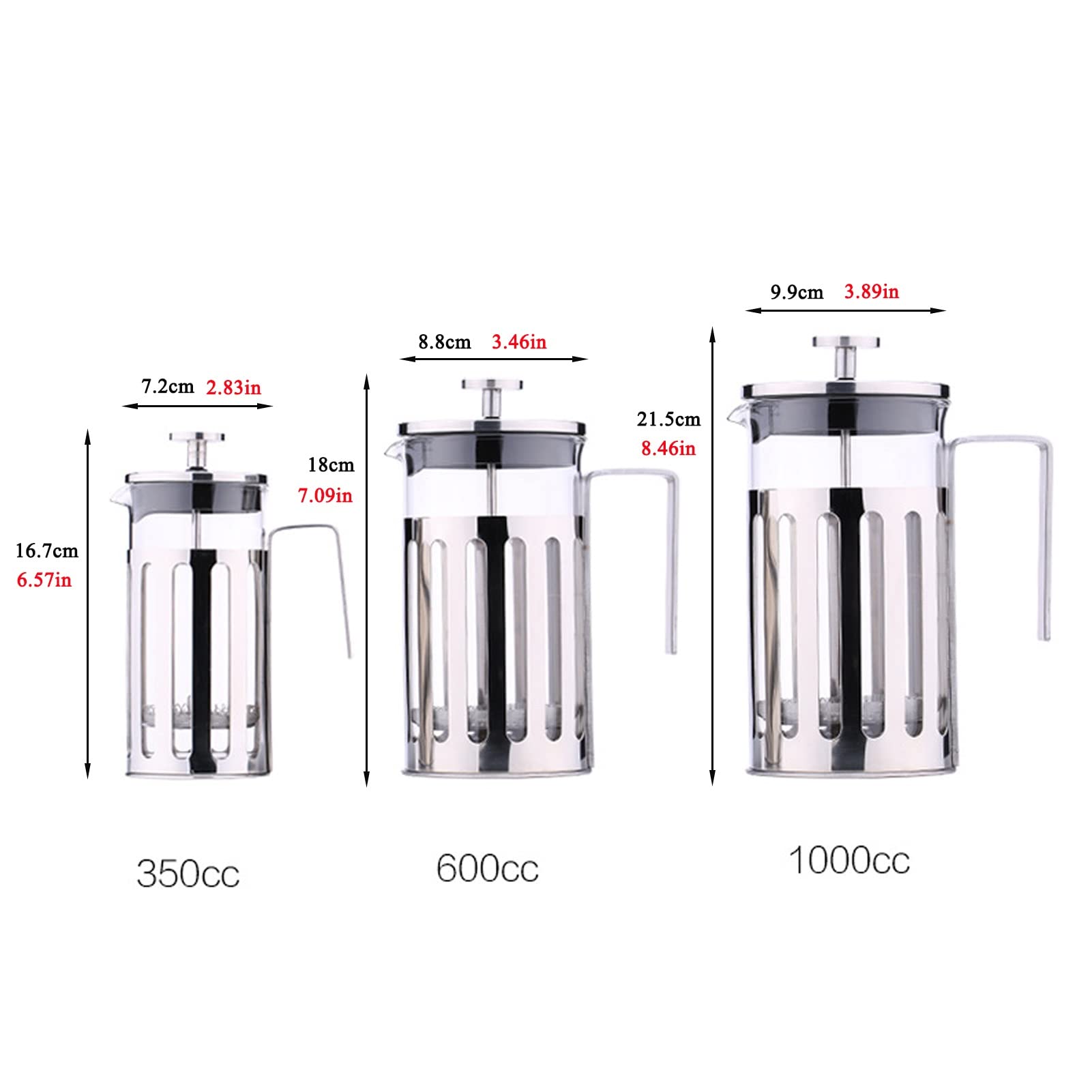 Caffettiere A Pistone In Acciaio Inossidabile E Vetro Borosilicato Resistente Al Calore, Macchina Per Caffè Espresso Con Triplo Filtro, Caffettiera Francese Per Viaggi Campeggio, Lavabile In Lavastov