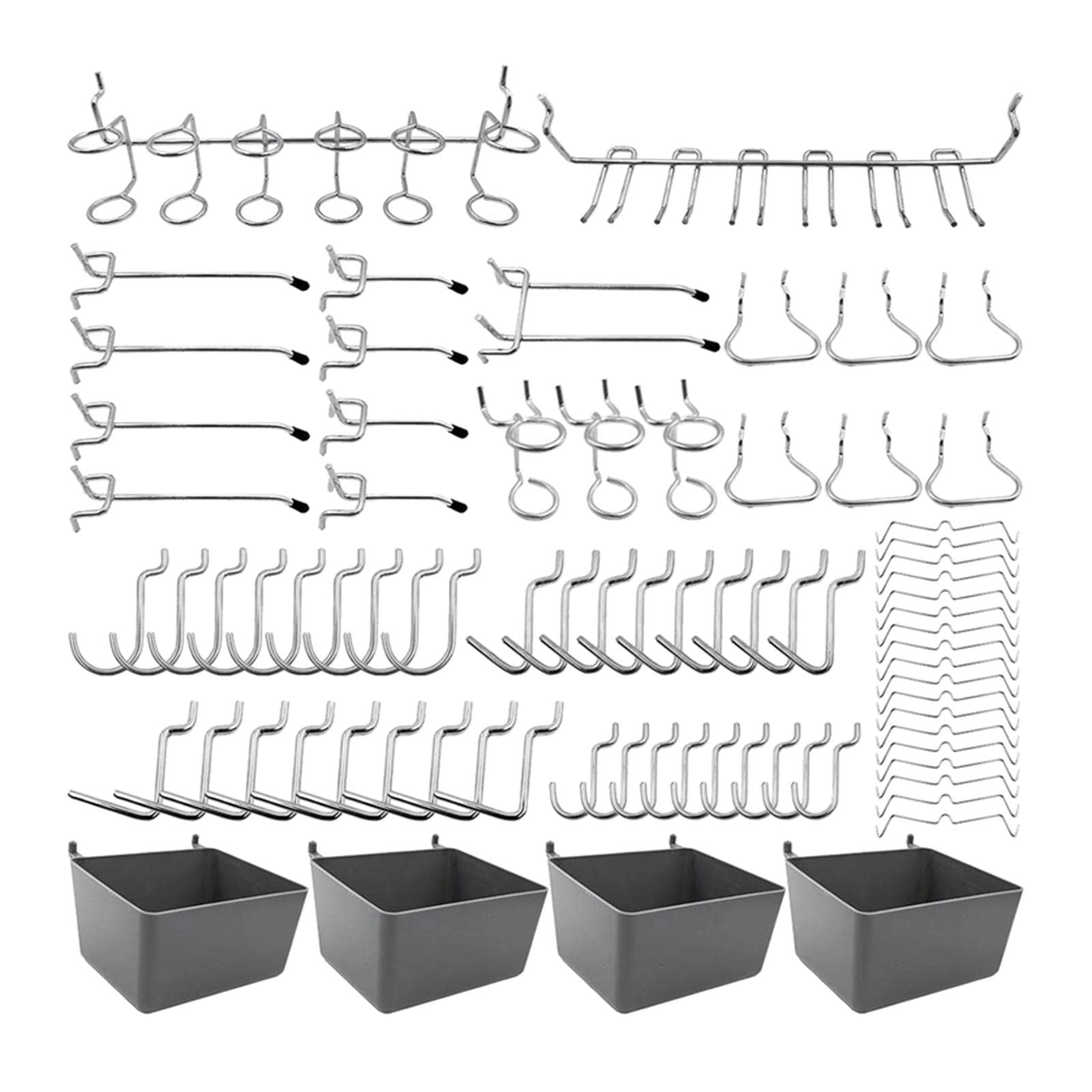 Neaxgeandx Silver Pegboard Hooks W/Peg Board Bins Pegboard Accessories Utility For Tool Shed