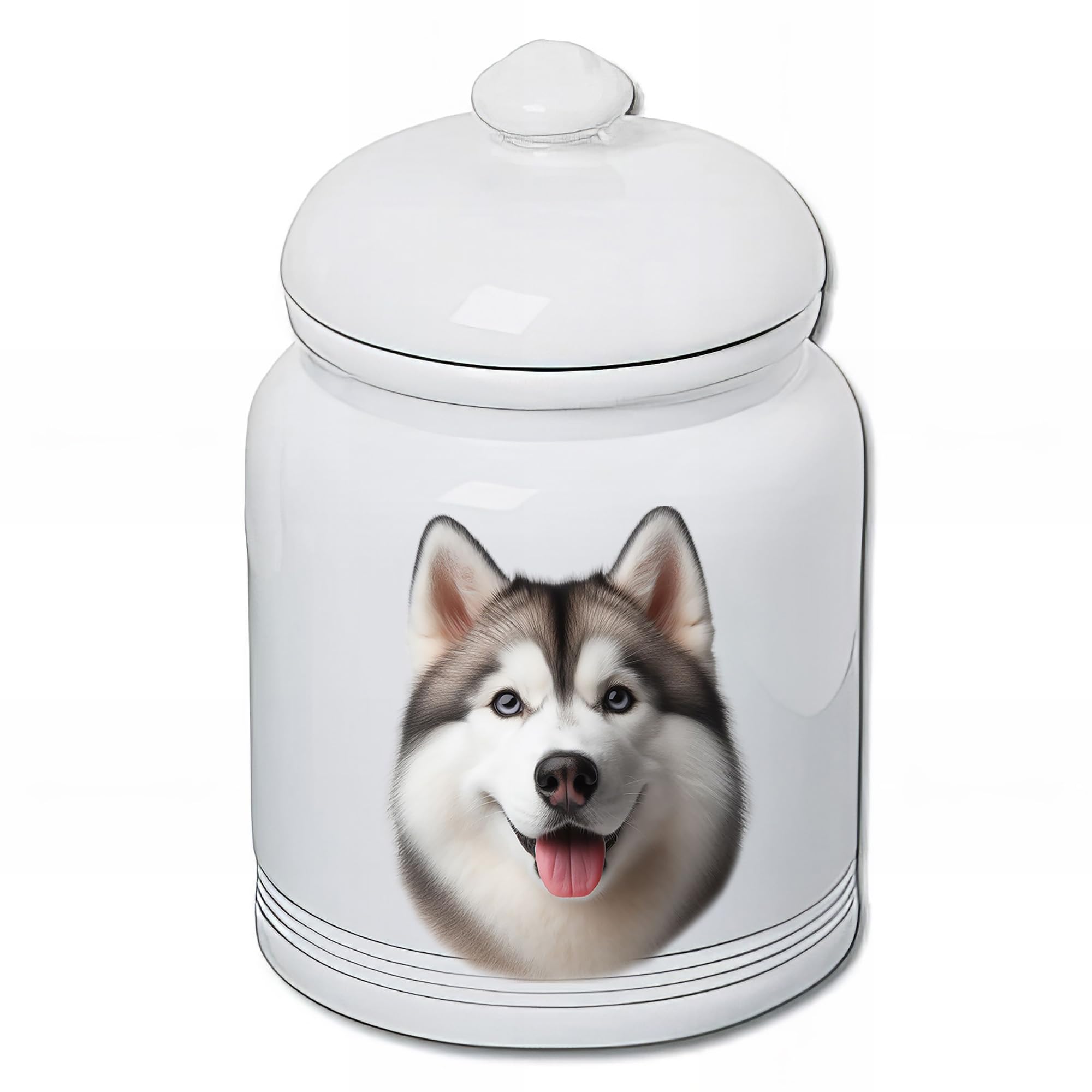 Best of Breed Siberian Husky Grey Blue Eyes Dog and Cat Ceramic Treat Jar 9