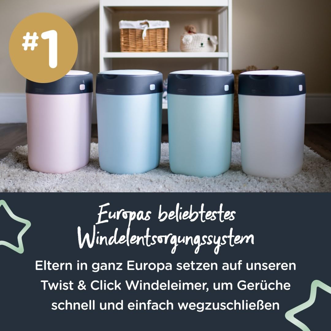 Tommee Tippee Windeleimer Nachfüllkassetten für Twist & Click, nachhaltiger antibakterieller GREENFILM, 18er Pack