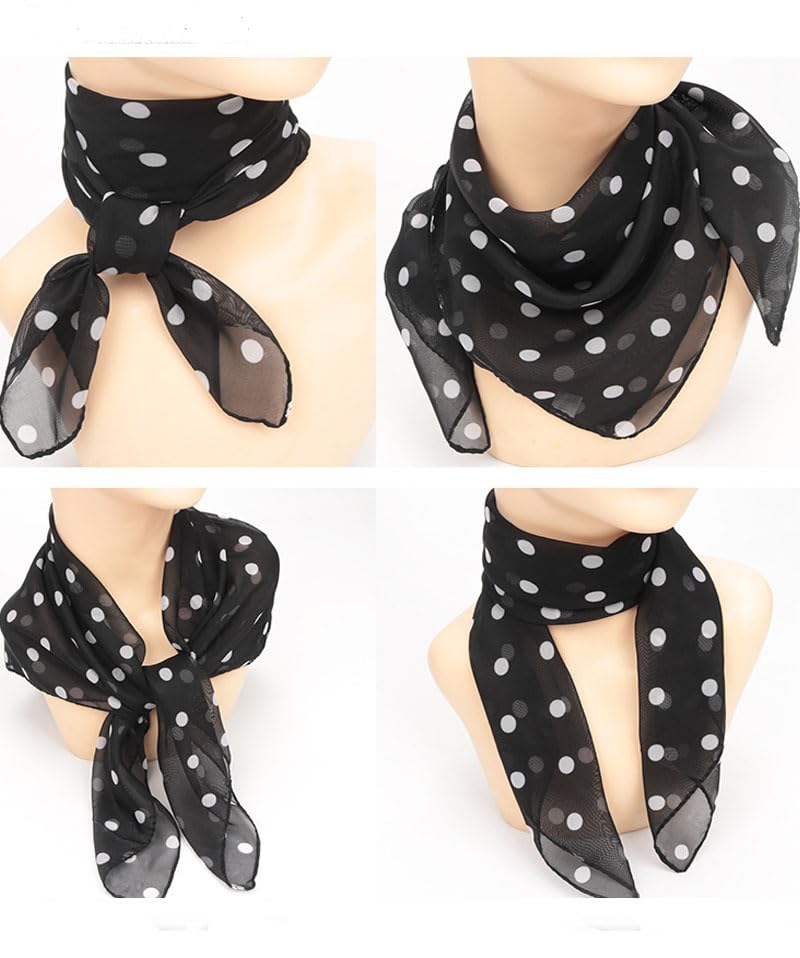 Spring versatile retro fashion print polka dot small square scarf2