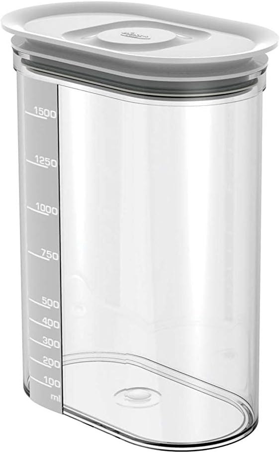 Biesse Casa Oval airtight containers, White/Chrome, 1550 cc