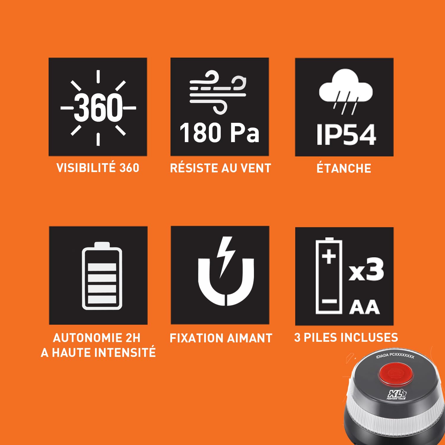 XL Perform Tools 688034 Balise de Secours V16, Connectée avec Géolocalisée, Homologuée DGT 3.0, Signalisation Routière Voiture et Motos