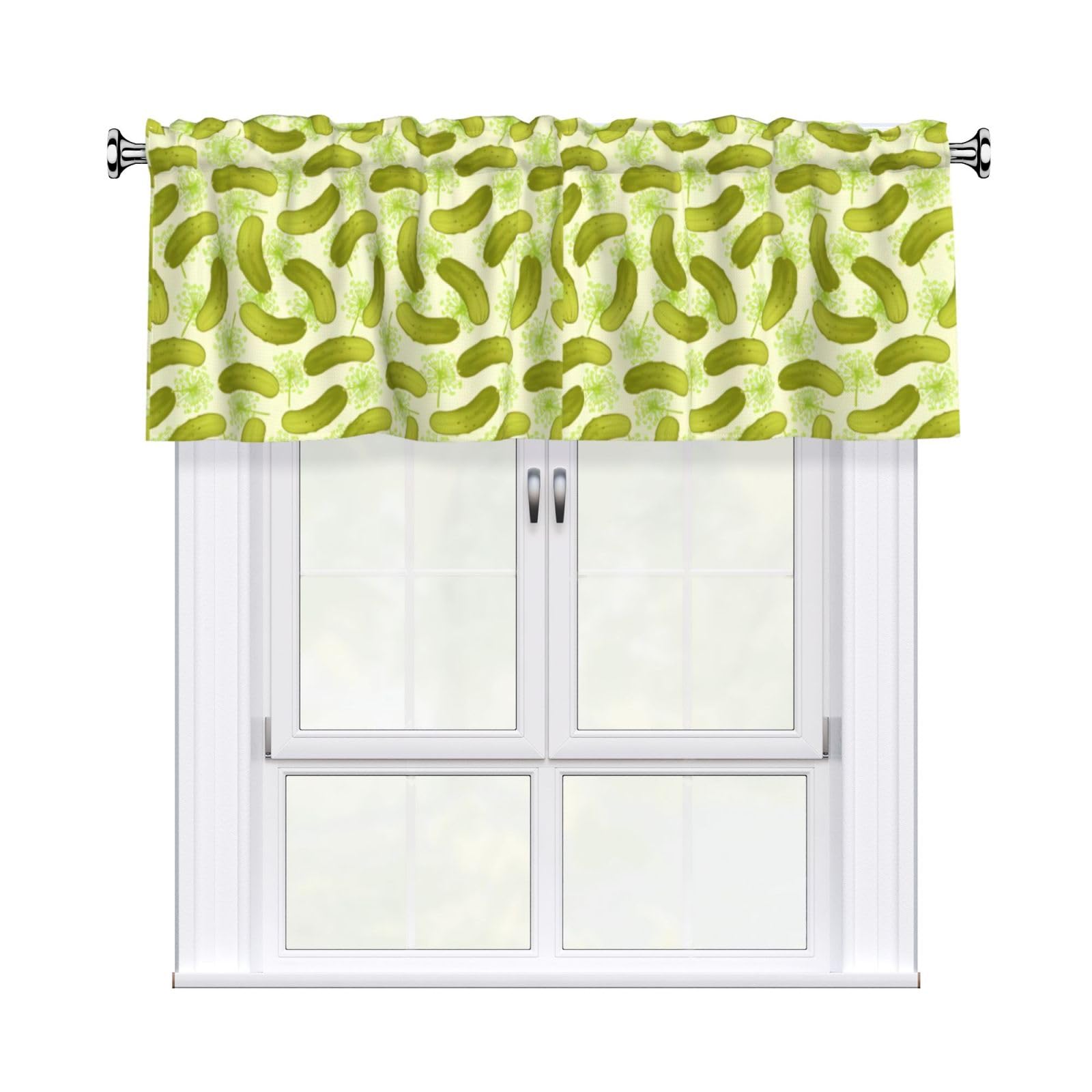 WHJDPP Sushi Dill Pickles Prints Charming Kitchen Window Cover – 54x18 Inch Peach Skin Valance with Decorative Print