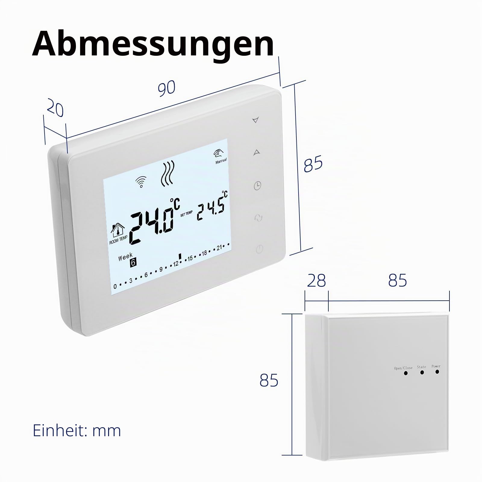 Beok Smart Thermostat für Gasheizkessel Heizung System, RF gesteuerter Thermostate, Wireless Programmierbarer Heizungsthermostat, 1.5V Batteriebetrieben, BOT-X306