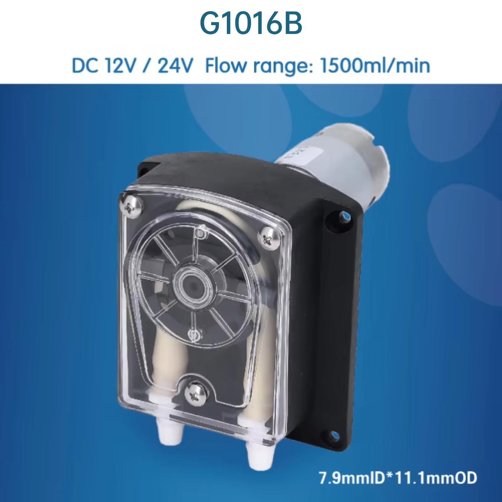 Bomba peristáltica de flujo grande, 1500 ml/min Bomba dosificadora de líquidos con 2 rodillos y tubo PHARMED BPT apto para uso alimentario, para análisis químicos en laboratorios y acuarios(24V)