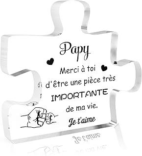 Cadeau Fete des Grand Pere pour Papy Cadeau Fete des Papy Anniversaire Acrylique Puzzle Cadeaux Fête des Grand Pères Noel Merci Papi Cadeaux Noël Anniversaire Merci pour Papi Acrylique Puzzle