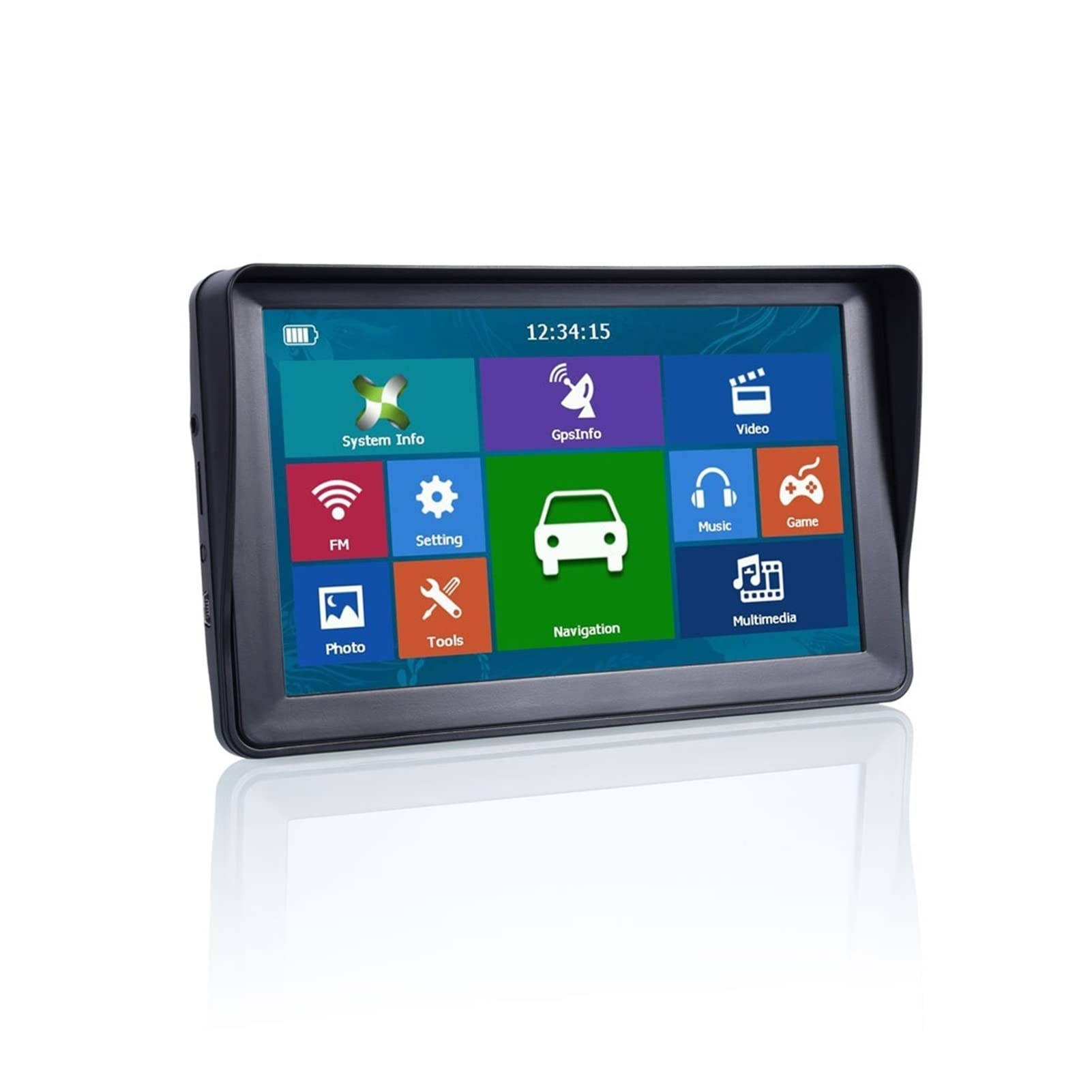GPS pour Voiture, 7 "Haute DÉFINITION Auto GPS La Navigation 8G 256MB 800 * 480 Écran de résolution Bluetooth Avin Navite Europe Carte Camion Navigateur(256MBSunshade)