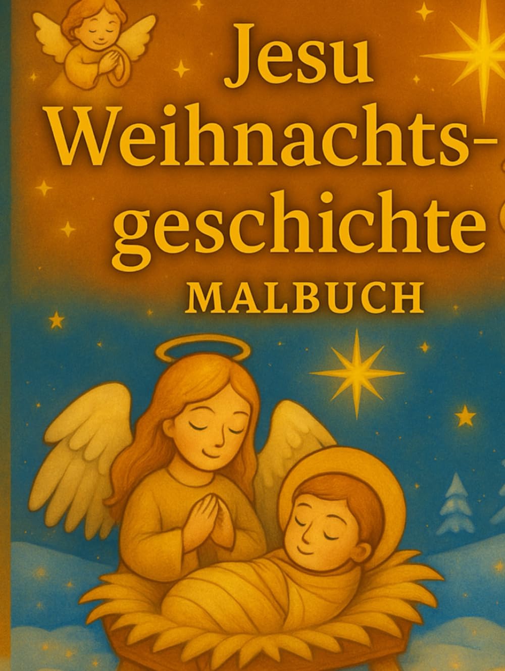 Jesu Weihnachtsgeschichte – Malbuch ab 4 Jahren: Jesu Geburt kindgerecht erzählt- Ausmalbilder, Gedichte und ein Gebet für die Weihnachtszeit
