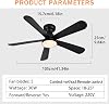 Smart Modern Style Led Ceiling Fans with Lights Reversible Dimmable and Silent Ceiling Fans with Lights and Remote Control Suitable for Bedrooms Living Rooms and Kitchens,Black-42