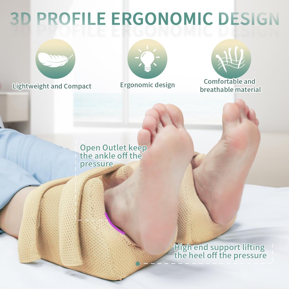 EZ Assistive Cojín protector de talón para eliminar la presión, 1 unidad, una almohada de cuña para aliviar la presión de úlceras y úlceras (caqui, individual, 1 unidad)