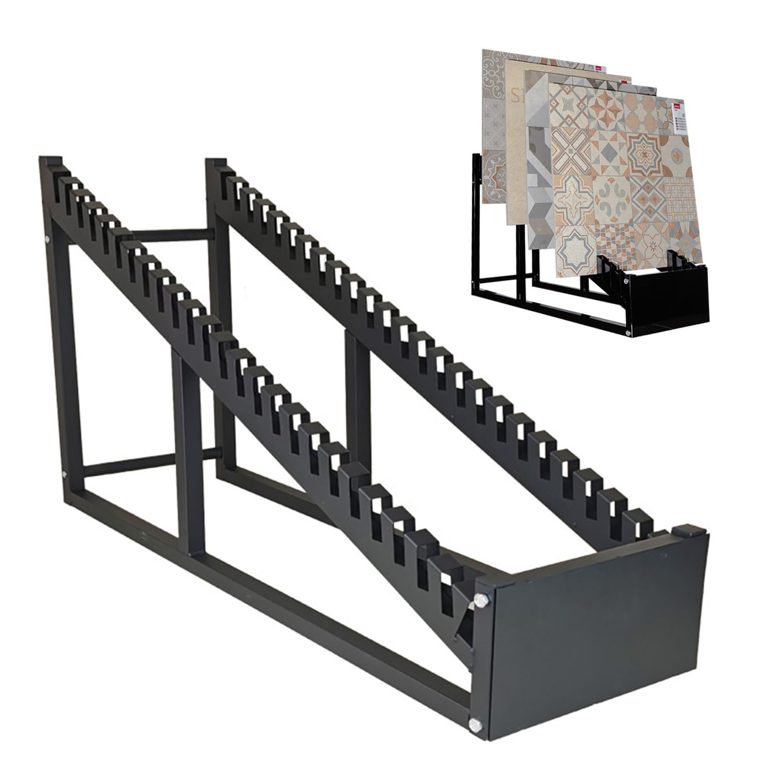 Présentoir métallique pour carreaux : rack à 24 niveaux pour magasin