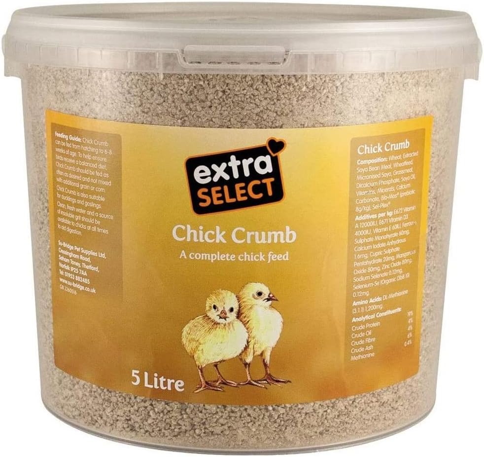 Extra Select Chick Crumbs Complete Chick Feed Tub, 5 Litre, Packaging may vary
