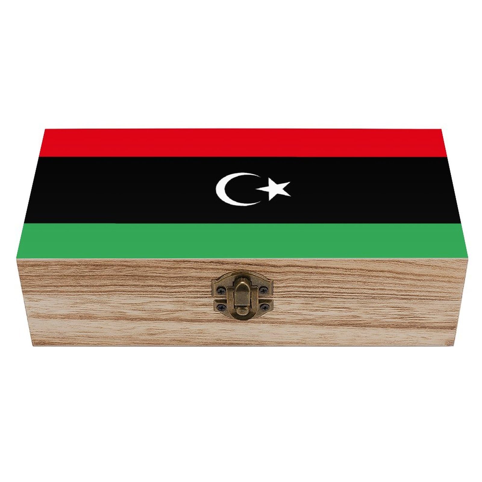 HLBSDM Flag of Libya Wooden Storage Box Craft Memory Keepsake Treasure Chest Box Jewelry Organizer