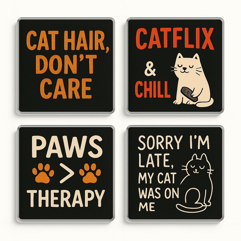 The Plum Penguin Pet Quirk Charm Acrylic Coaster Gift Set Of 4 With Humorous Pet Quotes - Quirky Home Decor For Fun-Loving Pet Owners