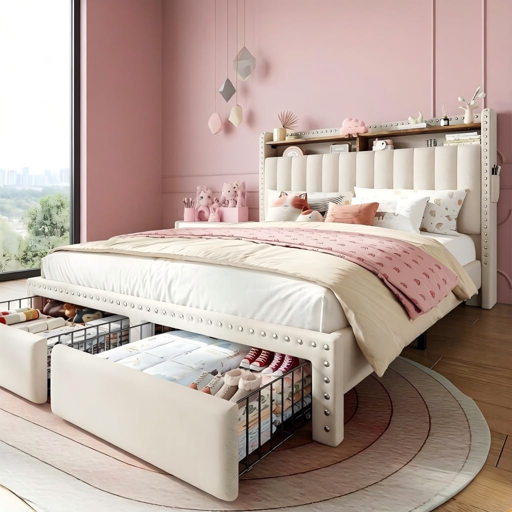 EnHomee Full 2-Drawer Headboard