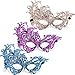 JOVITEC 10 pcs Multicolored Masquerade Masks for Women Lace Venetian Masks Halloween Carnival Mari Grass Costume Party (Modern)