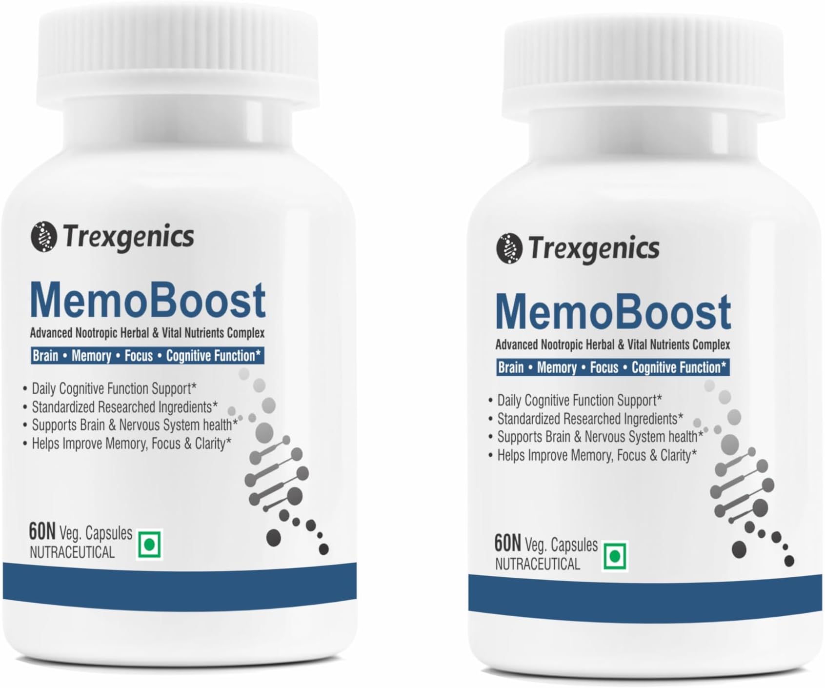 Trexgenics Nootropic Memoboost Max High Strength Advanced Natural Herbs & Vitamin Complex (2)