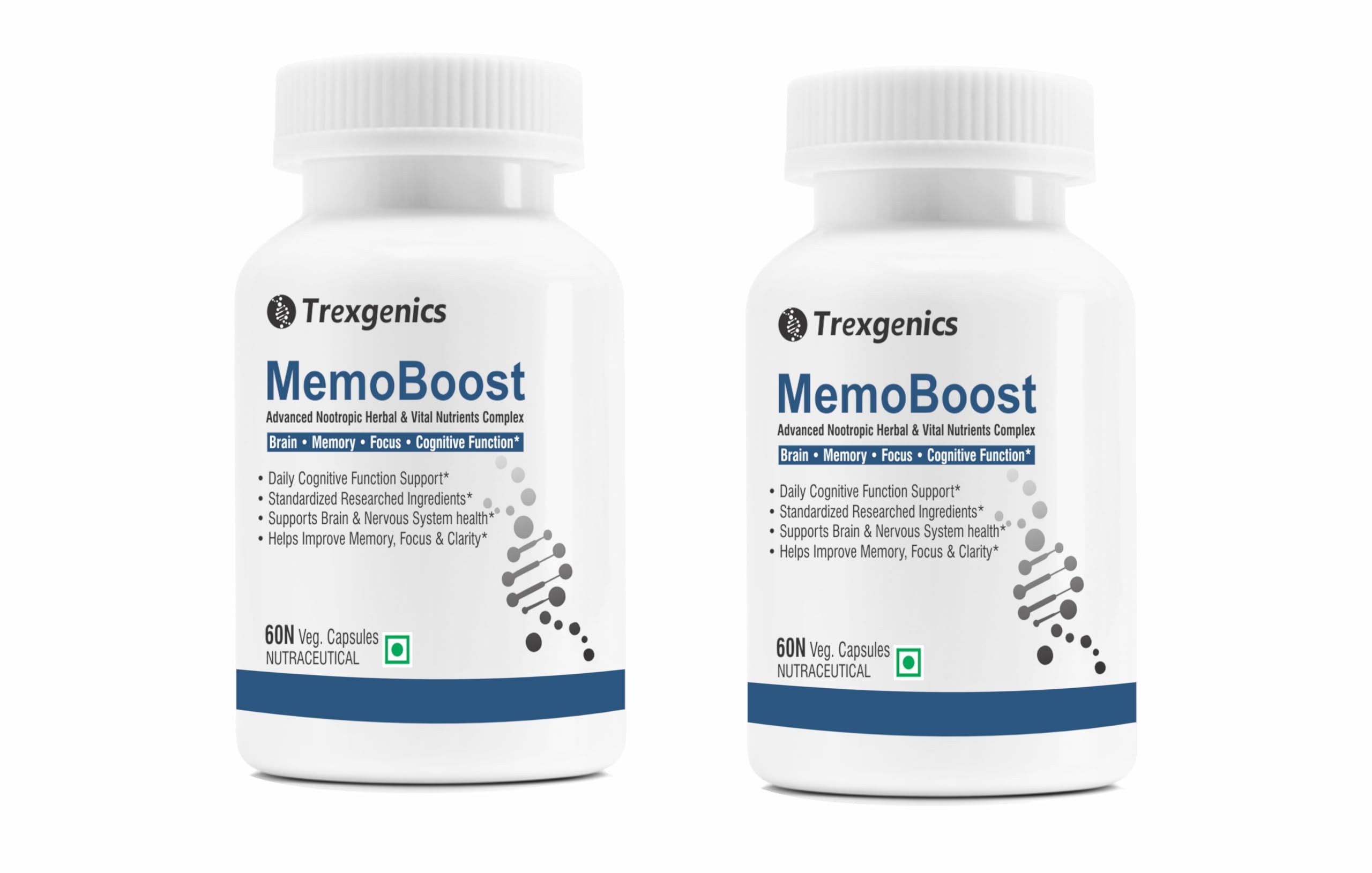 Trexgenics Nootropic Memoboost Max High Strength Advanced Natural Herbs & Vitamin Complex (2)
