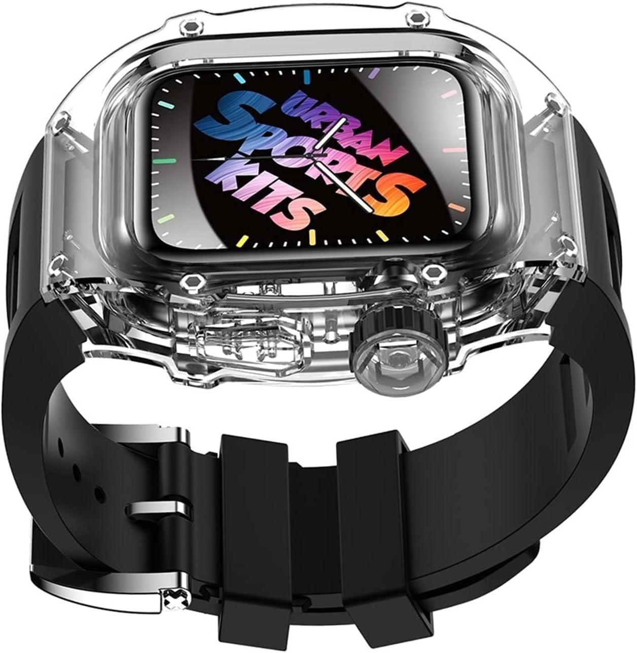 Transparent Watch Case Silicone Watch Band，For Apple Watch 8 7 6 5 4 SE Series，Sports Band Case Mod Kit，For Iwatch 44mm 45mm Watch Replacement Accessories