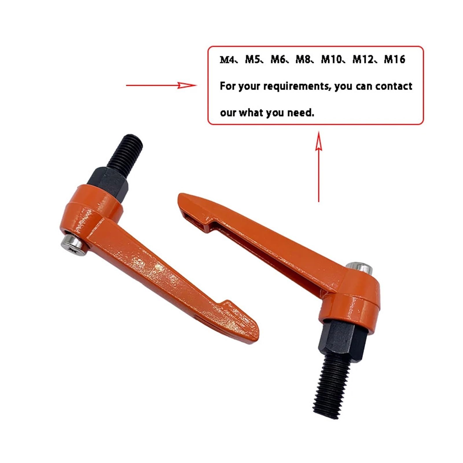 Leva della maniglia di bloccaggio M4-M10 Nero Arancione | Manopola a leva di serraggio regolabile con filettatura maschio esterna for macchinari e attrezzature(Black Colour,M8X40)