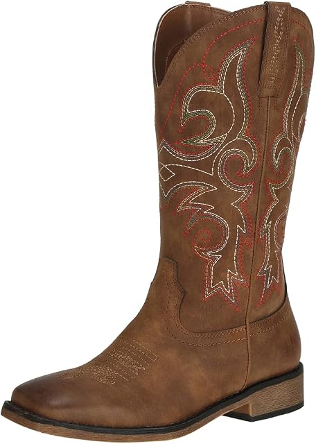 Women's Cowboy Boot Western Square Toe Distressed Cowgirl Boots