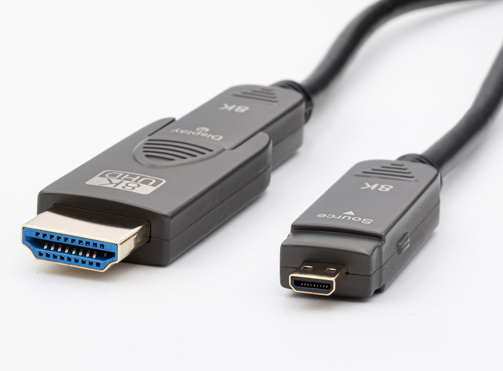 MAXTRACK C504-20ML - Cable HDMI (fibra óptica, HDMI 2.1, 8K@60Hz, 4K@120Hz, eARC, 3D, ultraflexible, diámetro de 4,8 mm, conectores de metal dorados, incluye 2 adaptadores HDMI D a HDMI A)