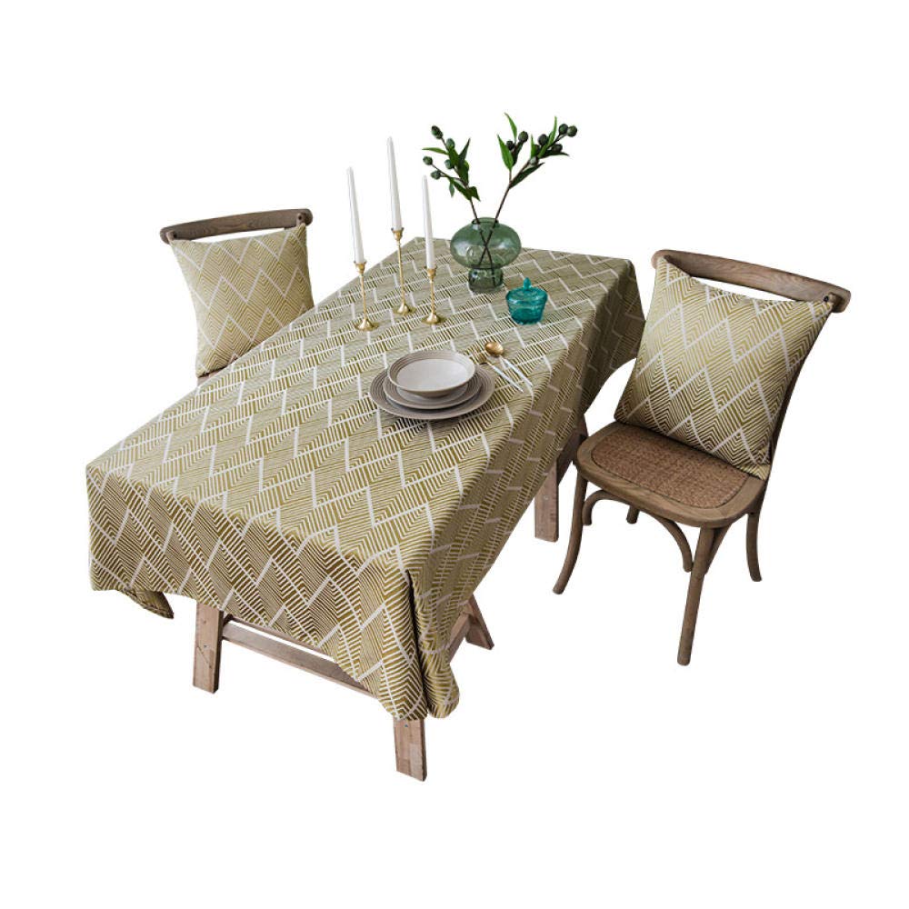 Abwaschbar Tischdecke Wasserabweisend Baumwollverdickung Lotuseffekt Leinenoptik Tischtuch mit Pflegeleicht Fleckschutz Gelb 180 × 130cm