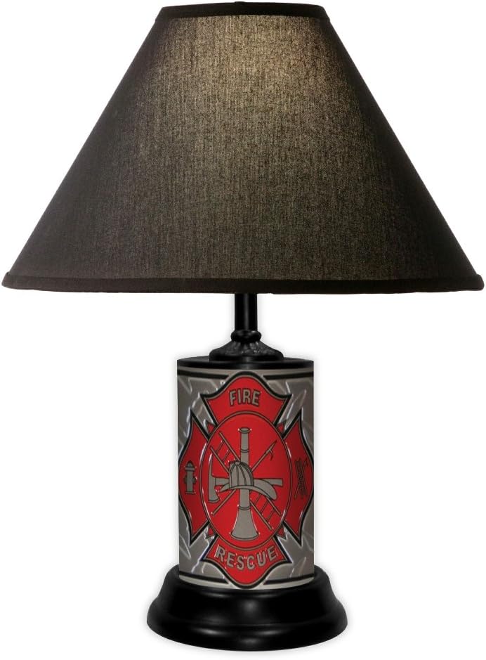 Fire Department Table Lamp w/ Black Shade