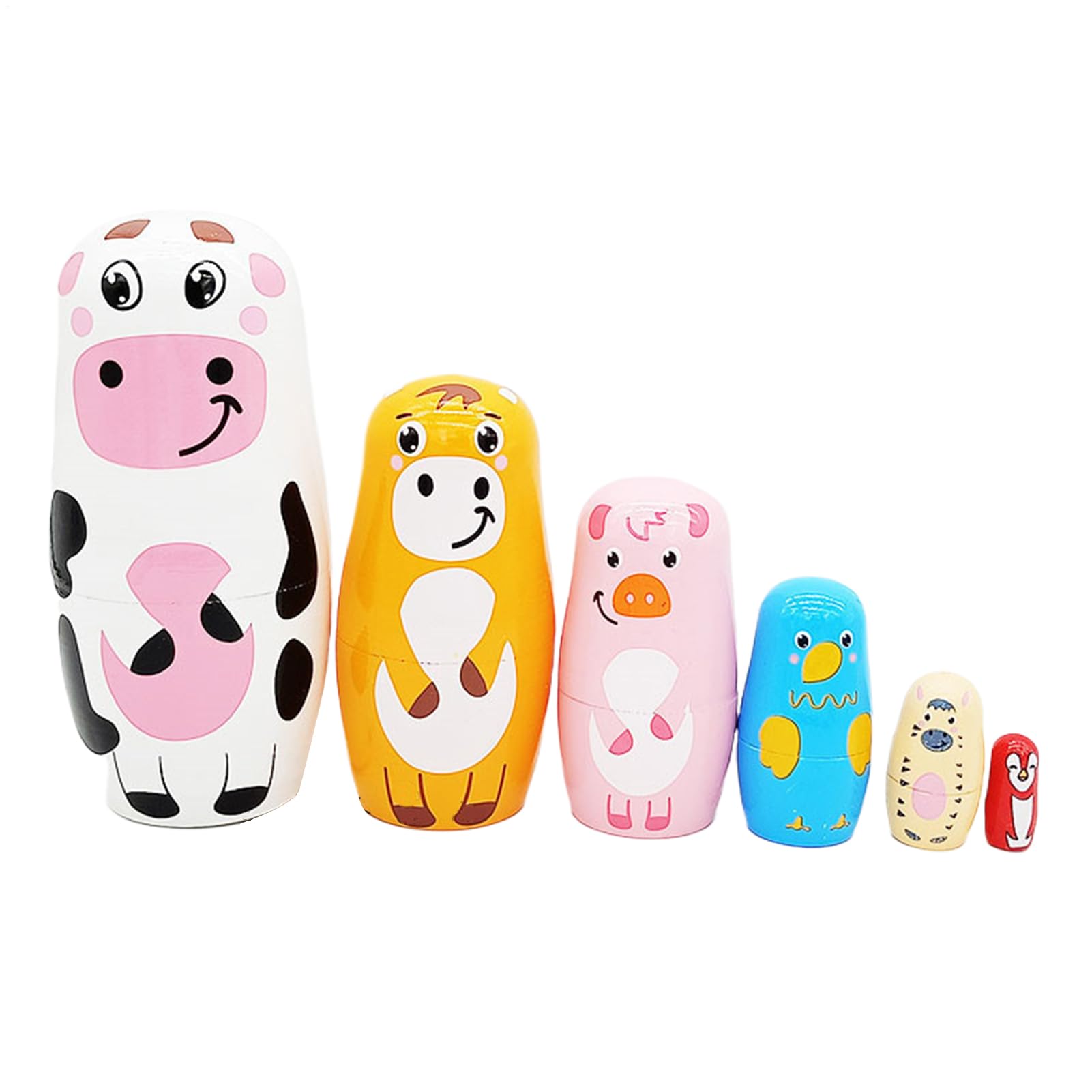 Arroopu Russian Nesting Dolls - 6 Layers Wooden Cow Nesting Toys | Novelty Toys for Bedroom Living Room Dormitory Office School Car Apartment Thanksgiving