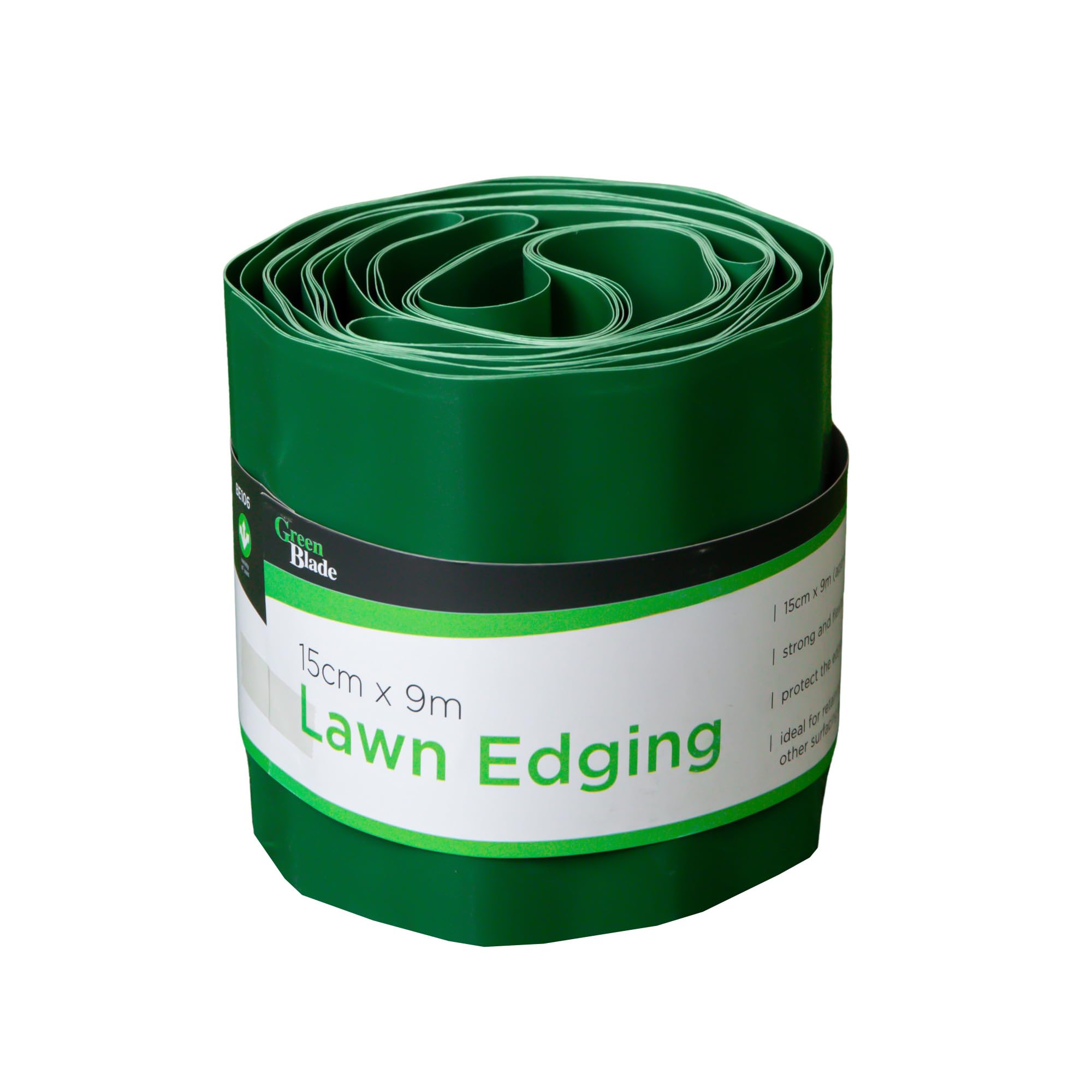 15cm x 9m Large Plastic Corrugated Lawn Garden Edging Border in Green