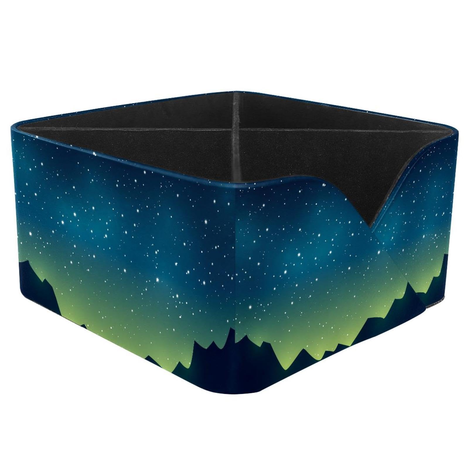 KengjuTesu Mountains Silhouettes on Starry Sky Night Desktop Organizer Pen Holder, Rectangular Pencil Cup for Office, Study and Makeup Stations