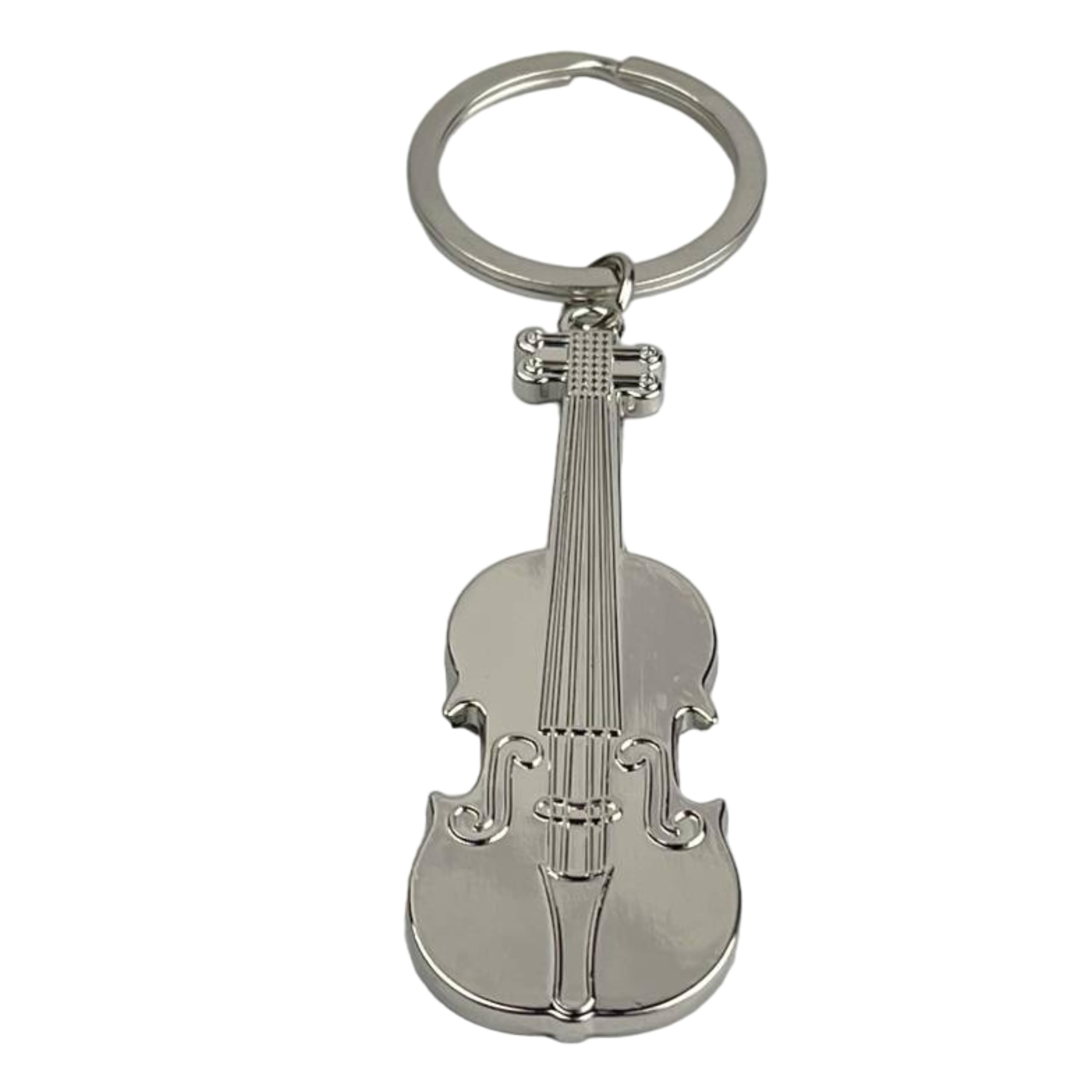 Mundo Llavero Unisex Grey Silver Violin Keychain - Musical Instrument Keyrings Violin Viola Cello Double Bass - Accessory For Music Lovers, Musical Instruments… - Keychain For Men And Women, One Size