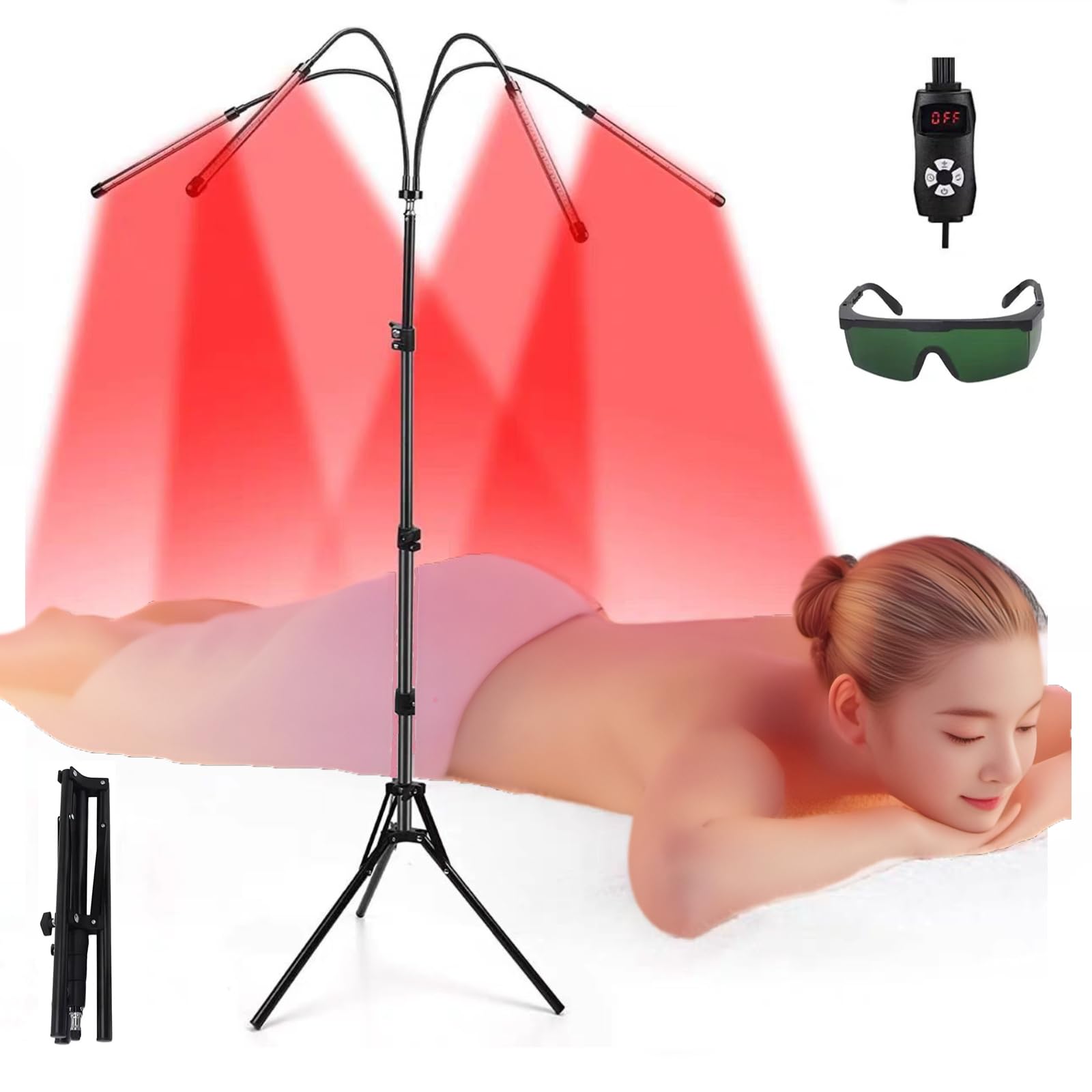 Lámpara de terapia de luz roja, luz de calentamiento por infrarrojos de 660 nm y 850 nm para rostro, espalda, cuerpo, alivio del dolor y antienvejecimiento, panel de luz roja de 120 piezas LED