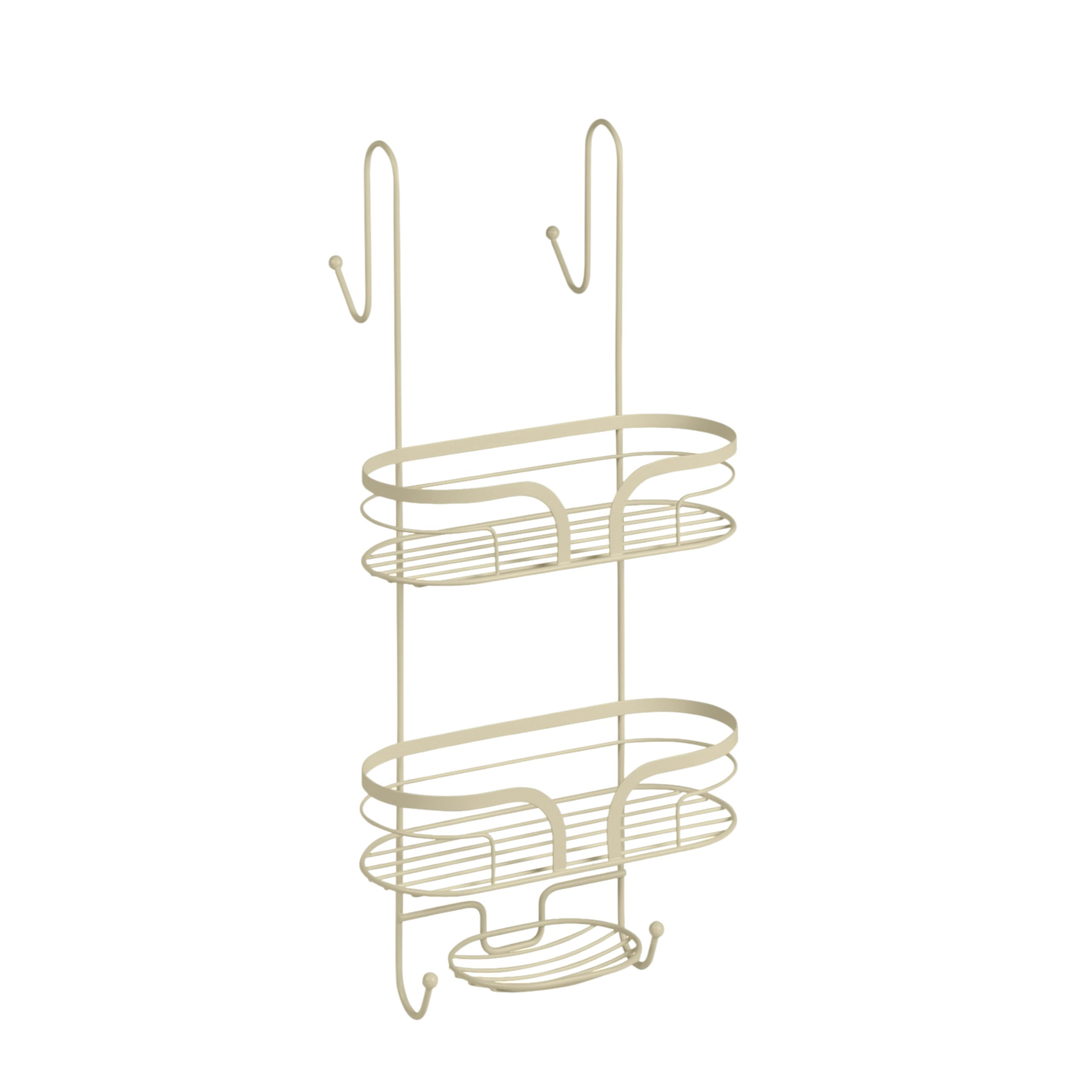 Showerdrape Dante Beige 2 Tier Over Door Hook Door Shower Caddy