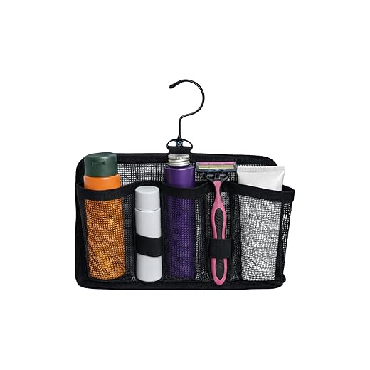 Hangable Mesh Shower Caddy Travel Organizer with Swivel Hook – Large Capacity 3-Compartment Toiletry Bag with Elastic Bands, Polyester Webbing & PVC, Portable Dorm Gym Bathroom Organizer (Black)
