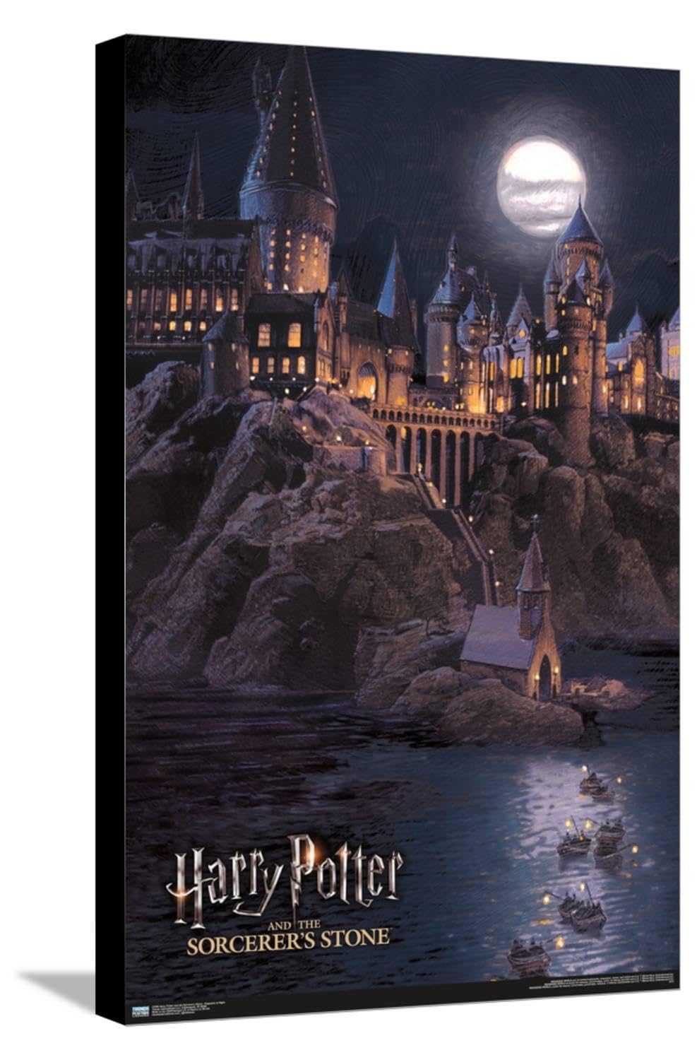 Harry Potter and the Sorcerer's Stone - Hogwarts at Night Canvas Wall Poster