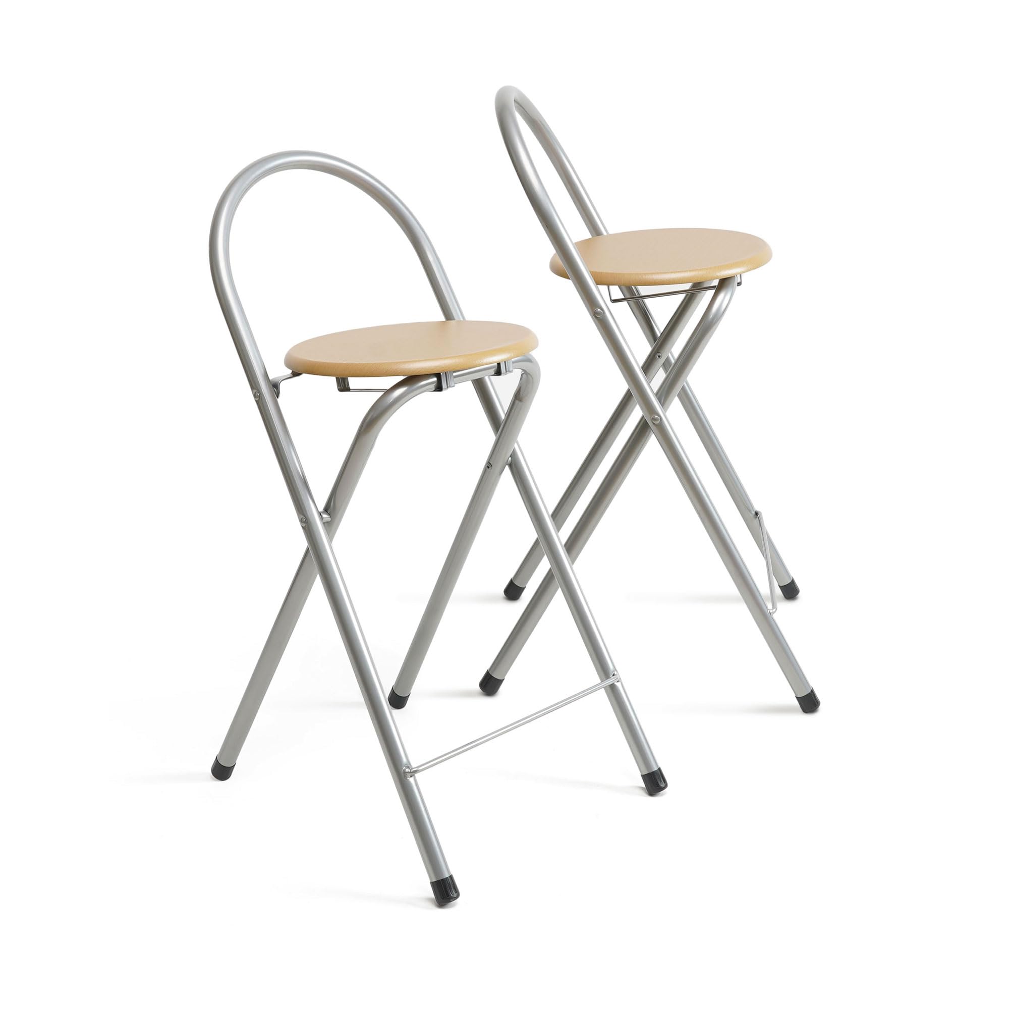 thesecrethome.es - Pack de 2 o 4 Taburetes Plegables con Respaldo - Sillas Plegables de Metal y Madera - Ideales para Cocina, Terraza o Jardín - Alto. 80 cm x Largo. 40 cm (Pack de 2 Unidades)