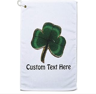 Style In Print Custom Golf Towel Personalized Irish Shamrock Holidays B and Occasions Cotton Bag Accessories White Text Here