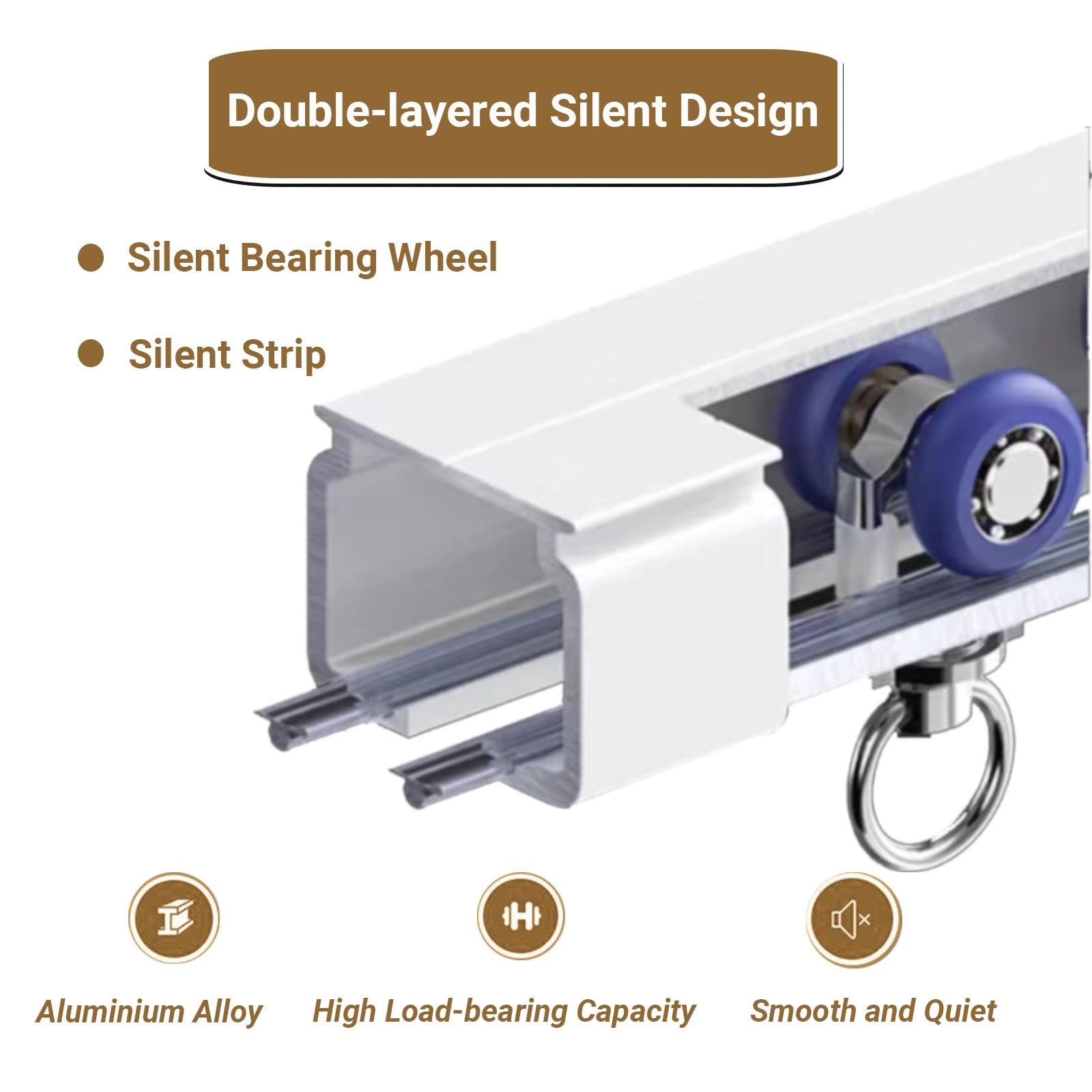 Resistente Binario per Tende in Alluminio, Supporto Parete Soffitto(champán,3.40m/11.15ft)