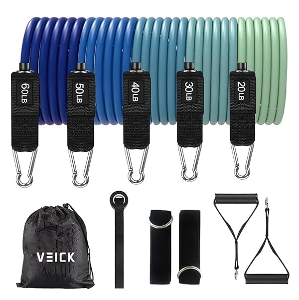 VEICK Resistance Bands, Exercise Workout Bands Set for Working Out with Handles for Men Women, Elastic Exercising Bands for Fitness Weights Work Out at Home Gym by VEICK - Used condition - CA$38.78