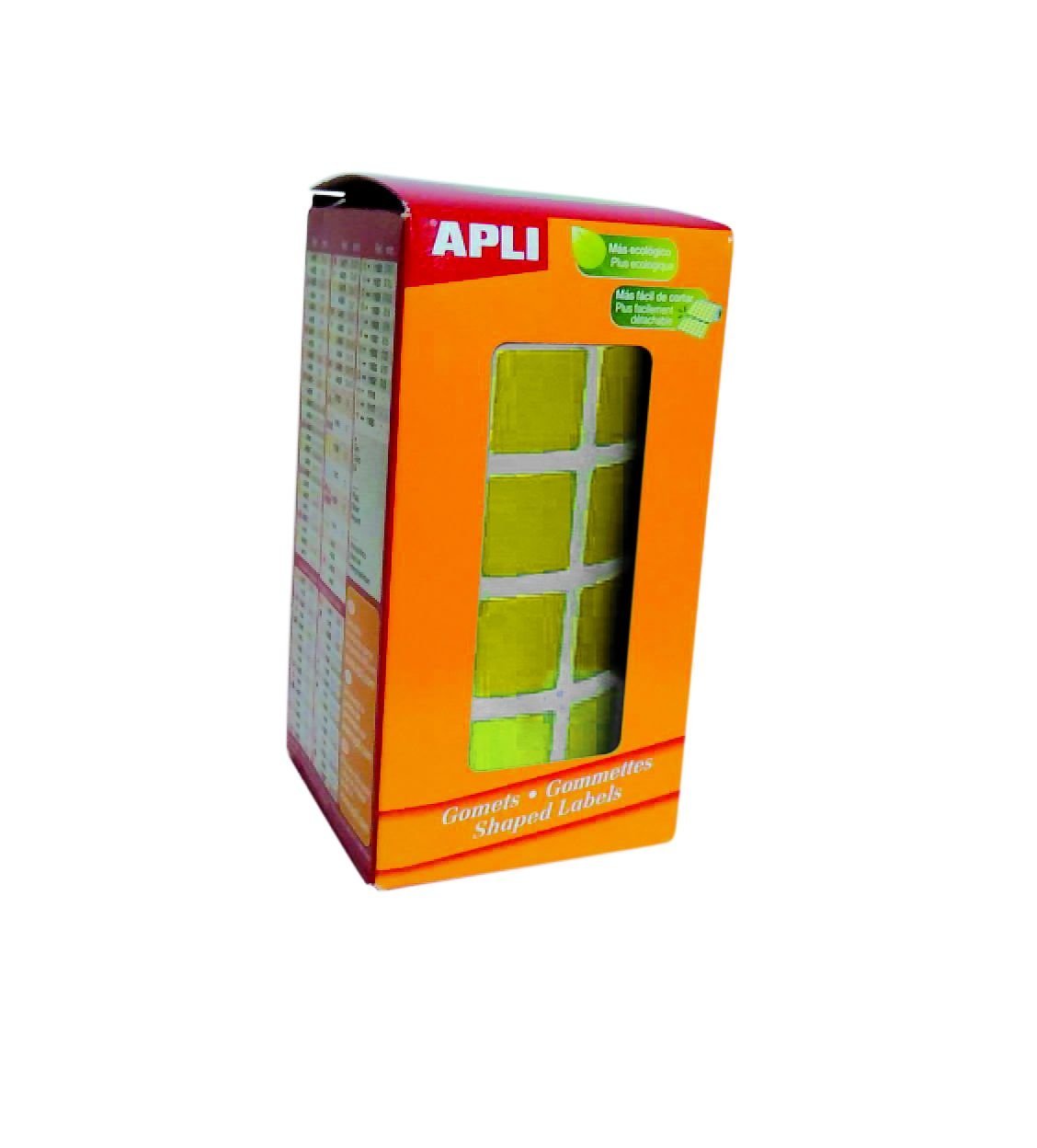 APLI KIDS 12475 - Roll of Square Stickers -15mm - Colour: Yellow