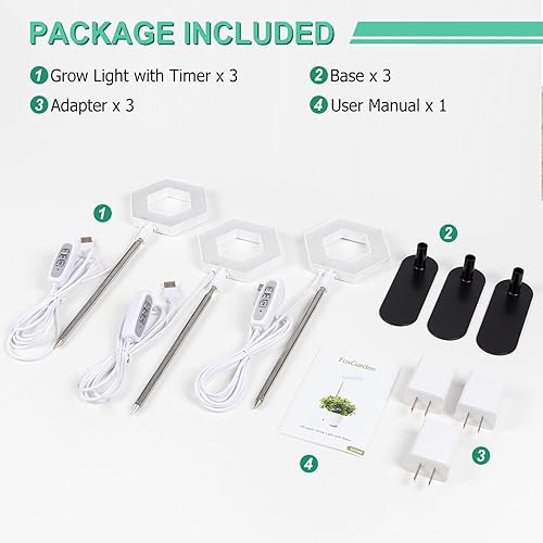 Miniatura 19 de FOXGARDEN Luz de crecimiento, luz LED de espectro completo para plantas de interior, lámpara de cultivo con temporizador de encendido/apagado Blanco