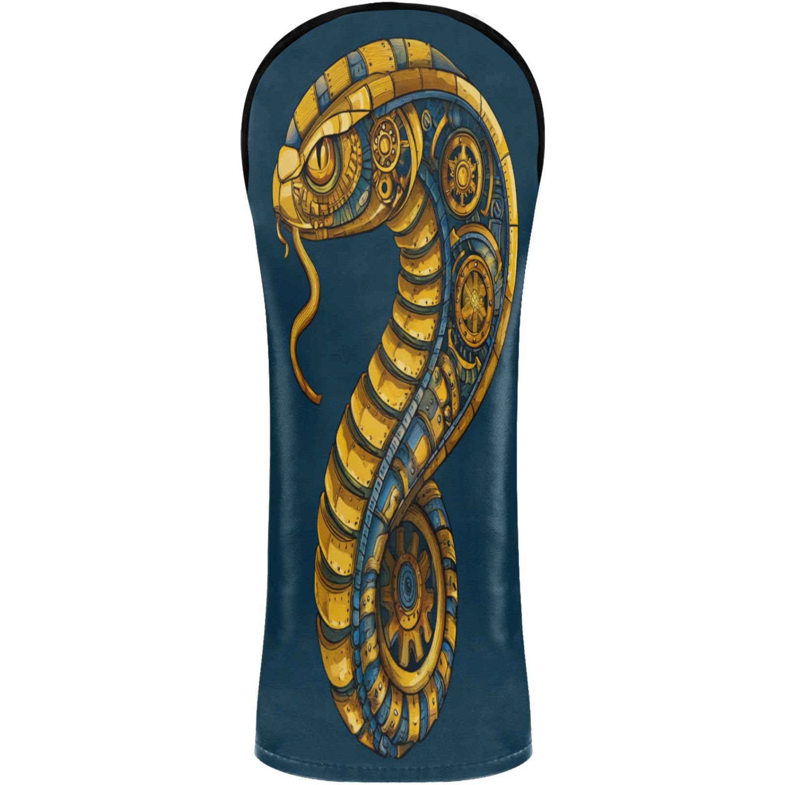 Golf Club Head Cover Headcover with Interchangeable No. Tags for Woods and Driver Fairway Hybrid Cobra Steampunk Blue