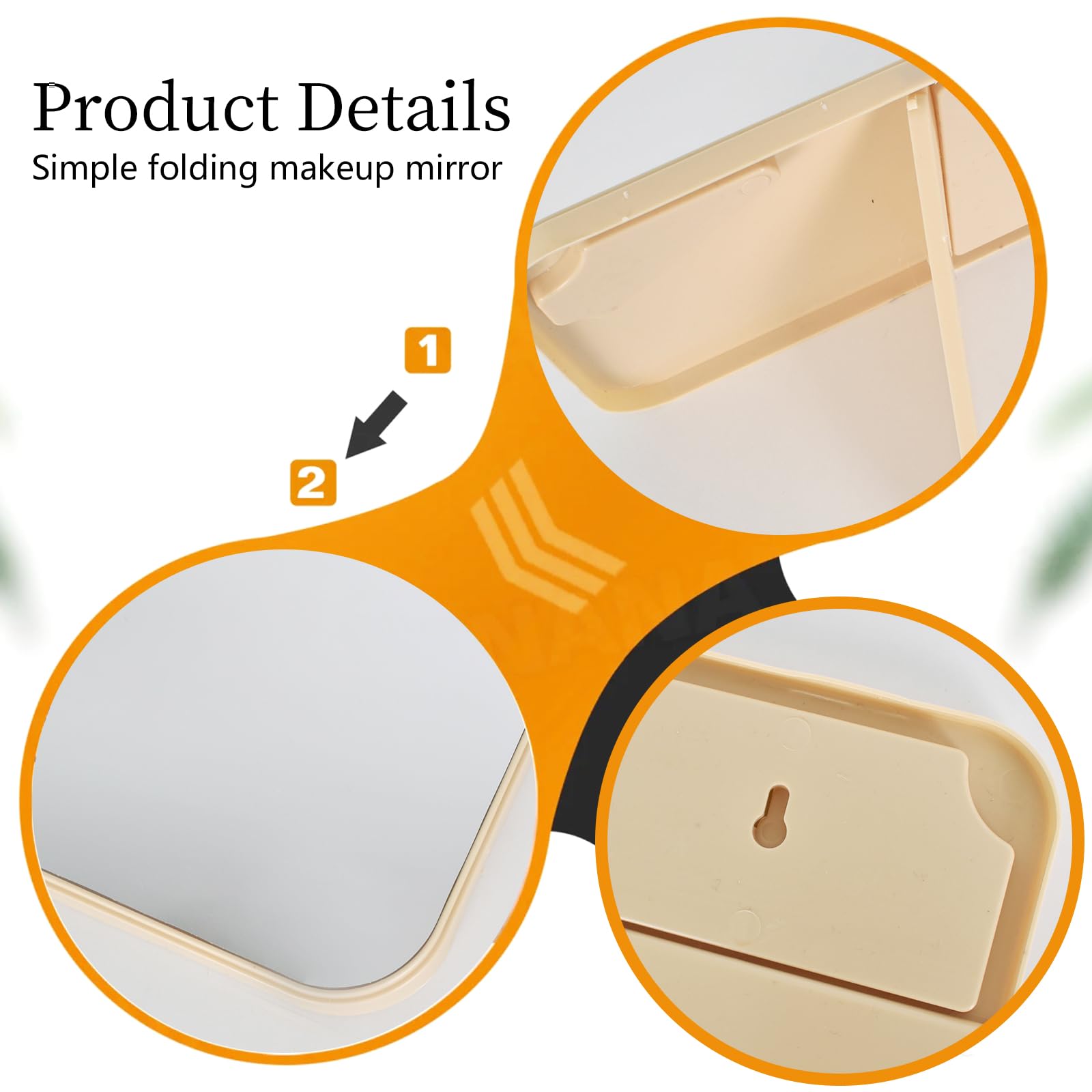 Specchio Da Trucco Pieghevole Portatile - HD 20x13,5 Cm Beige - Foto 6